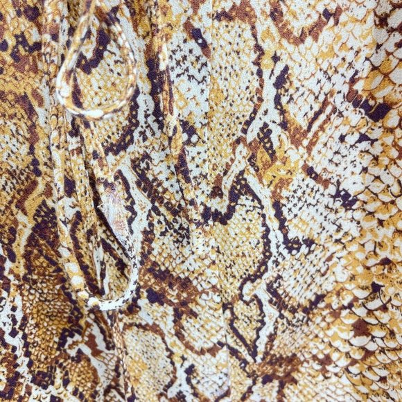 Reformation Dress Brown Vivette Snake Print Spaghetti Strap Tie Waist Mini Sz S - Picture 7 of 8